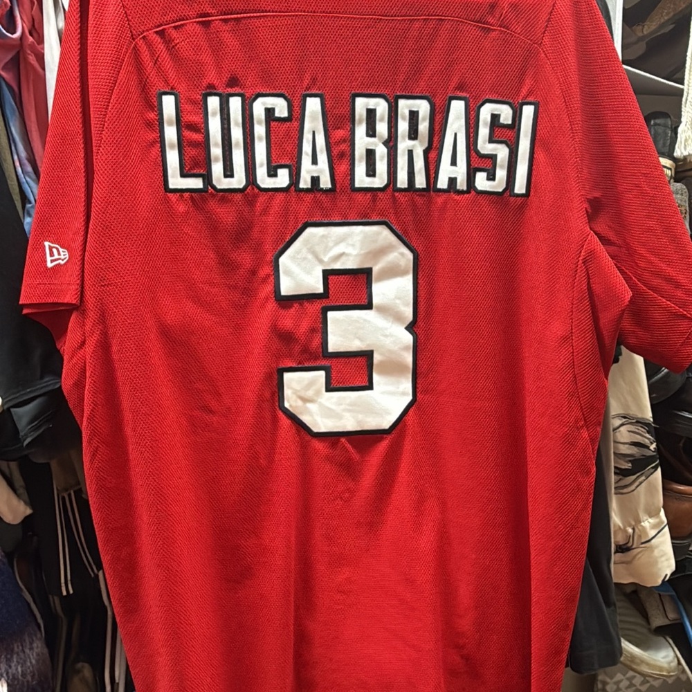 Red Baseball Jersey With 'B' Patch - image 2